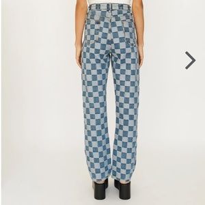 Checkered denim jeans